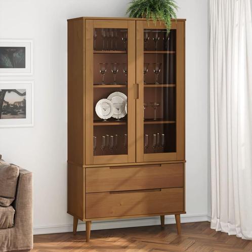 vidaXL Vitrinekast MOLDE 90x35x175 cm massief grenenhout, Huis en Inrichting, Kasten | Boekenkasten, Nieuw, Verzenden