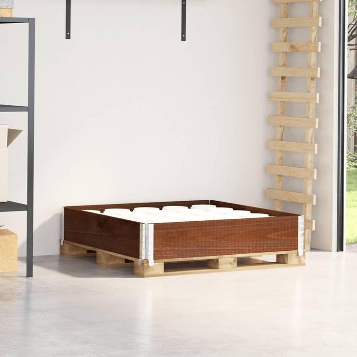 vidaXL Palletopzetrand 100x100 cm massief grenenhout bruin, Articles professionnels, Stock & Retail | Emballage & Expédition, Envoi