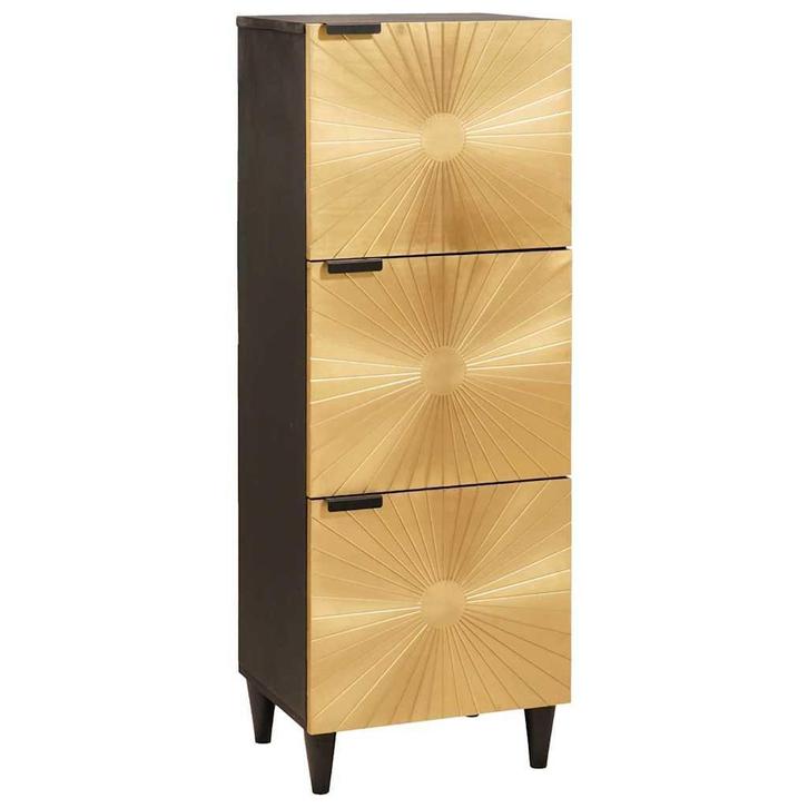 vidaXL Bijzetkast Zwart en Goud 40 x 33,5 x 110 cm Massief, Huis en Inrichting, Woonaccessoires | Cd- en Dvd-rekken, Nieuw, Verzenden