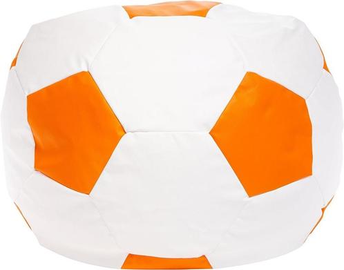 Compacte eco-leer zitzak - Ø 55 cm - oranje wit, Huis en Inrichting, Zitzakken, Nieuw, Ophalen of Verzenden