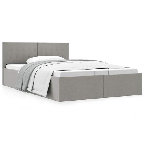 vidaXL Bedframe met hydraulische opslag stof lichtgrijs, Huis en Inrichting, Slaapkamer | Bedden, Nieuw, Verzenden
