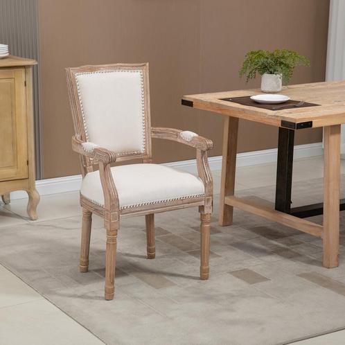 Eetkamerstoel - Retro Relax - Armleuning - Stevig - Grijs, Huis en Inrichting, Stoelen, Overige kleuren, Nieuw, Stof, Ophalen of Verzenden