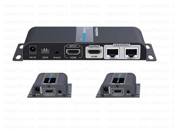 HDMI 2 poort extender + splitter over UTP - Huismerk, Ophalen of Verzenden