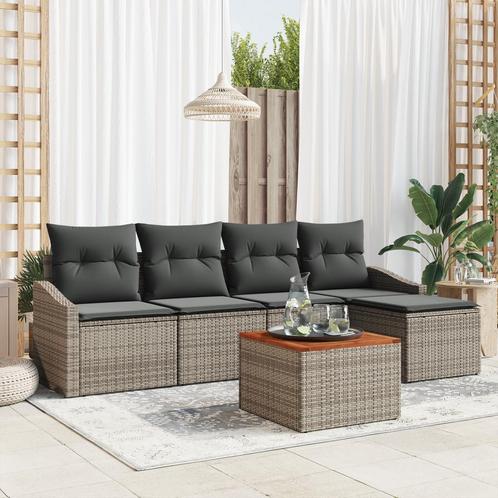 vidaXL Tuin Sofa Set 6 pcs Grijs 55 x 55 x 37 cm Poly rattan, Tuin en Terras, Tuinsets en Loungesets, Nieuw, Verzenden
