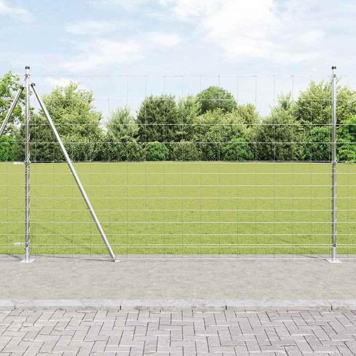 vidaXL Weidehekwerk Zilver 50 x 1.5 m Gegalvaniseerd staal, Tuin en Terras, Tuinhekken en Hekwerk, Nieuw, Verzenden