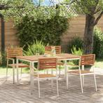 vidaXL 5-delige Tuinset met Eettafel in Massief Acaciahout, Tuin en Terras, Tuintafels, Verzenden, Nieuw