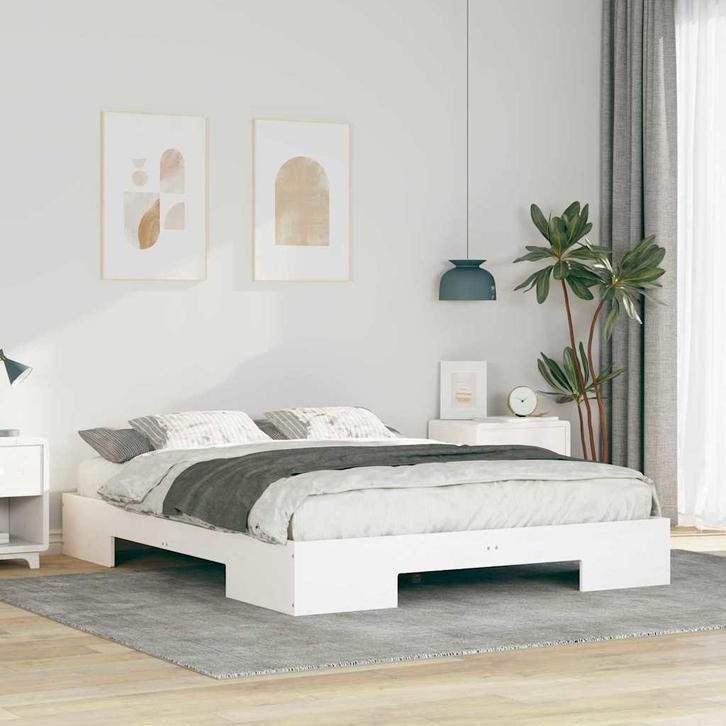 vidaXL Bedframe Wit 150 x 200 cm, Huis en Inrichting, Slaapkamer | Bedden, Nieuw, Verzenden