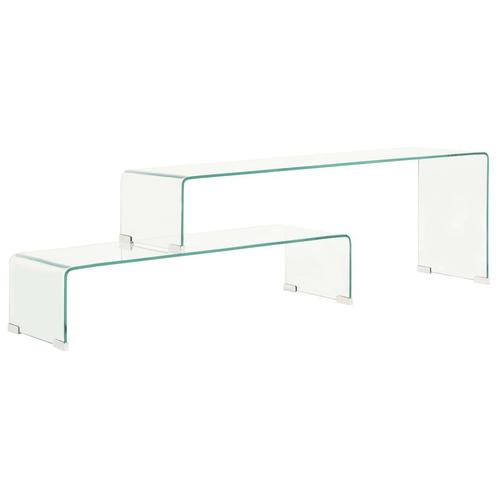 vidaXL 2-delige salontafelset 90x30x20/110x30x40 cm gehard, Huis en Inrichting, Tafels | Salontafels, Nieuw, Verzenden