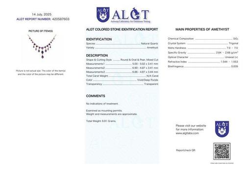 Zonder Minimumprijs - Halsketting Zilver - Amethist -, Handtassen en Accessoires, Kettingen