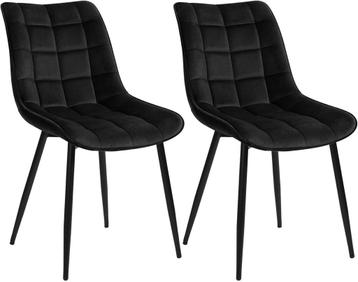 WOLTU 2 Eetkamerstoelen - Fluweel - Metalen poten - Zwart, Verzenden