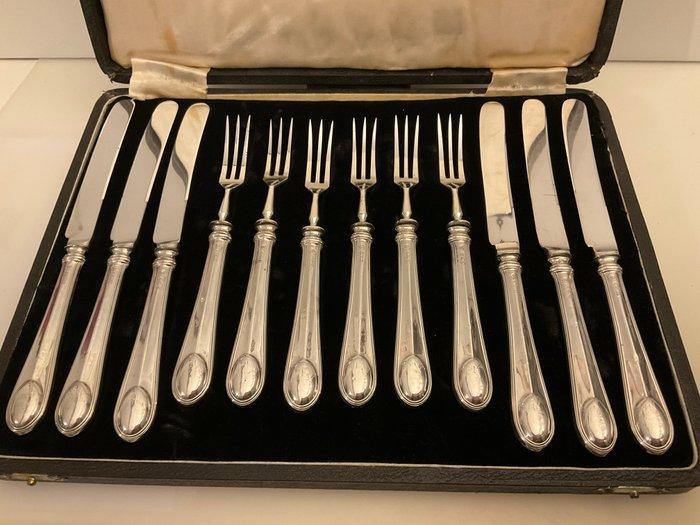 Cooper Brothers & Sons - Bestekset (12) - Sterling zilveren, Antiquités & Art, Antiquités | Argent & Or