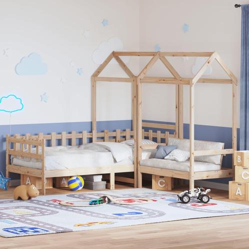 vidaXL Kinderbed met huisje en bankje massief grenenhout, Maison & Meubles, Chambre à coucher | Lits, Envoi