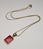 Robijn - 925 zilver - Halsketting, Verzamelen, Mineralen en Fossielen