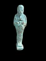 Oud-Egyptisch Faience Blauw geglazuurde Shabti. Spaanse, Verzamelen, Mineralen en Fossielen