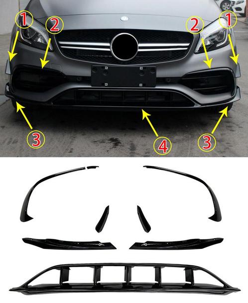 FRONTSPOILER ZWART GESCHIKT VOOR MERCEDES W176 A-KLASSE AMG-, Auto diversen, Auto-accessoires, Verzenden