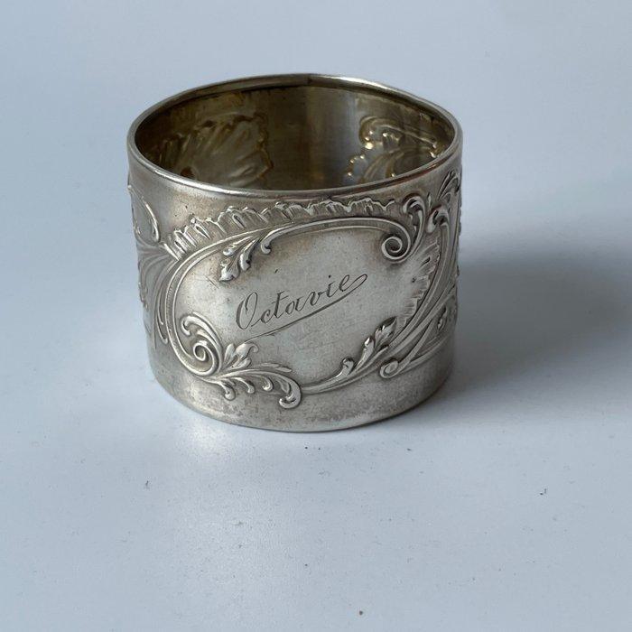 Servetring - Jugendstil - .800 zilver - bloemmotieven, Antiek en Kunst, Antiek | Zilver en Goud
