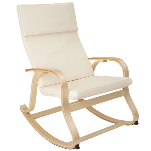 tectake Schommelstoel Roca van berkenhout 150kg - beige, Huis en Inrichting, Stoelen, Verzenden