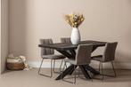 Mangohouten Eettafel Rechthoek Donald 220x100 cm Zwart (6cm), Huis en Inrichting, Tafels | Eettafels, Verzenden, Nieuw