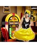 Geel  satijnen retro rokje met bijpassend sjaaltje, Ophalen of Verzenden