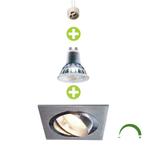 Dimbare LED Inbouwspot 5,5W Vierkant kantelbaar Zilver, Plafondspot of Wandspot, Verzenden