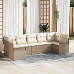 vidaXL 7-delige tuinbankset met kussens in beige poly riet, Tuin en Terras, Verzenden, Nieuw