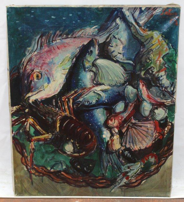 Saturo López García (1924-2008) - Composición marina, Antiek en Kunst, Kunst | Schilderijen | Klassiek