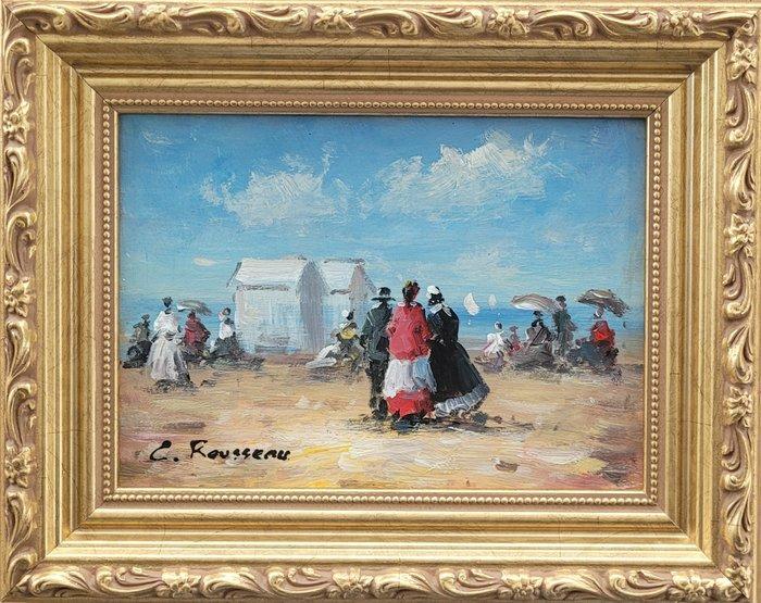 Camille Rousseau (1949) - Dimanche en Normandie ~ Houlgate, Antiquités & Art, Art | Peinture | Classique