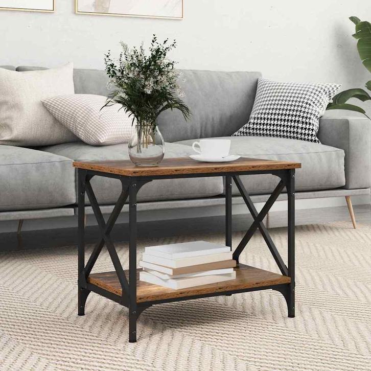 vidaXL Bijzettafel Bruin Bewerkt hout, Huis en Inrichting, Tafels | Salontafels, Nieuw, Verzenden