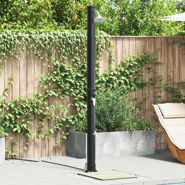 vidaXL Buiten Zonne-douche Zwart 217 cm PVC en Aluminium, Jardin & Terrasse, Piscines, Envoi