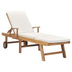 vidaXL Chaise longue avec coussin Bois de teck solide, Jardin & Terrasse, Verzenden, Neuf