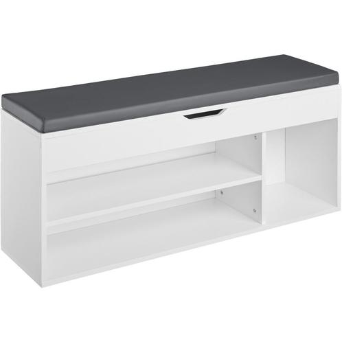 tectake Schoenenkast Natalya met zitkussen 104x30x49cm - wit, Huis en Inrichting, Kasten | Schoenenkasten, Verzenden
