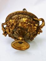 Urn - verguld brons - Antiek brons met reiger