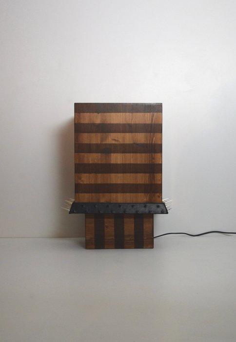 Studio Greca - Tafellamp - Ettore TL - Hout, Metaal, Leder -, Antiquités & Art, Antiquités | Éclairage