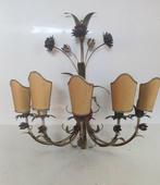 Wandkandelaar - Smeedijzer - goudkleurige appliqué