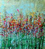 Jane Grieco - Flores Coloridas - Tableau, unique, format XL., Antiek en Kunst, Kunst | Schilderijen | Modern