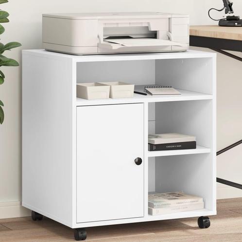 vidaXL Printerkastje met wielen 60x50x67 cm wit, Computers en Software, Printers, Nieuw, Verzenden