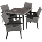 Wicker tafel Tarent met 4 stoelen Rosarno - grijs, Tuin en Terras, Tuinsets en Loungesets, Nieuw, Verzenden