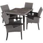 Wicker tafel Tarent met 4 stoelen Rosarno - grijs