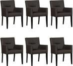 Set van 6 Leren eetkamerstoelen - met houten zwarte poten -, Nieuw, Vijf, Zes of meer stoelen, Landelijk, Leer