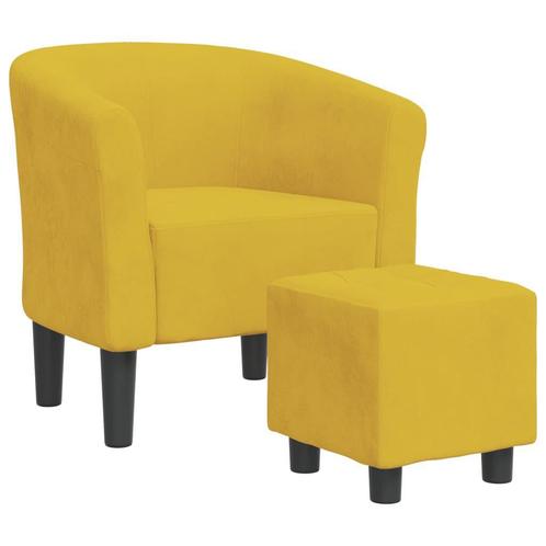 Kuipstoel Geel Fluweel + Voetenbank | Retour deal | 40% K..., Huis en Inrichting, Stoelen, Overige kleuren, Nieuw, Verzenden