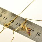 Halsketting - 18 karaat Geel goud Robijn - Diamant, Handtassen en Accessoires, Kettingen, Nieuw