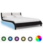 vidaXL Cadre de lit avec LED Noir et blanc Similicuir, Maison & Meubles, Chambre à coucher | Lits, Neuf, Verzenden