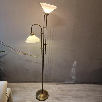 Staande lamp - Glas, Messing - Verstelbaar