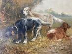 Henry Schouten (1857-1927) - Jachthonden Ierse setter, Antiek en Kunst, Kunst | Schilderijen | Klassiek