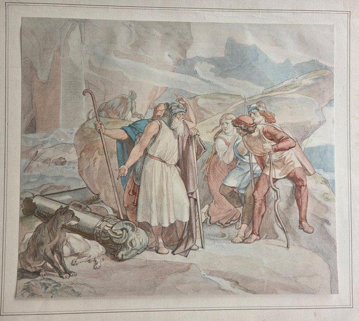 Alfred Rethel (1816-1859) - Hannibals tocht, Antiek en Kunst, Antiek | Overige Antiek