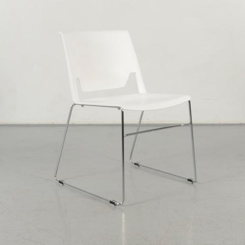 Haworth kantinestoel, wit, sledeframe, Huis en Inrichting, Stoelen, Gebruikt, Ophalen of Verzenden