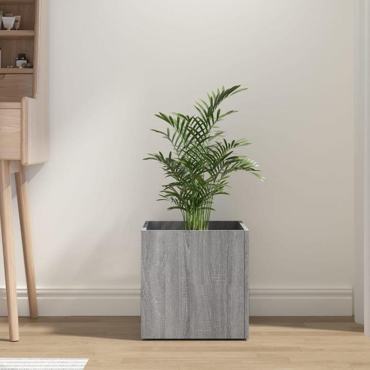 vidaXL Plantenbak 40x40x40 cm bewerkt hout grijs sonoma, Tuin en Terras, Bloempotten, Nieuw, Verzenden
