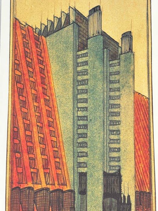 Antonio Sant’Elia - Città nuova, casa a gradinata su due, Antiek en Kunst, Kunst | Tekeningen en Fotografie