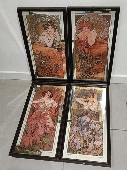 Mucha, after - Miroir mural (4) - Bois, Verre - Tableaux, Antiquités & Art, Art | Objets design
