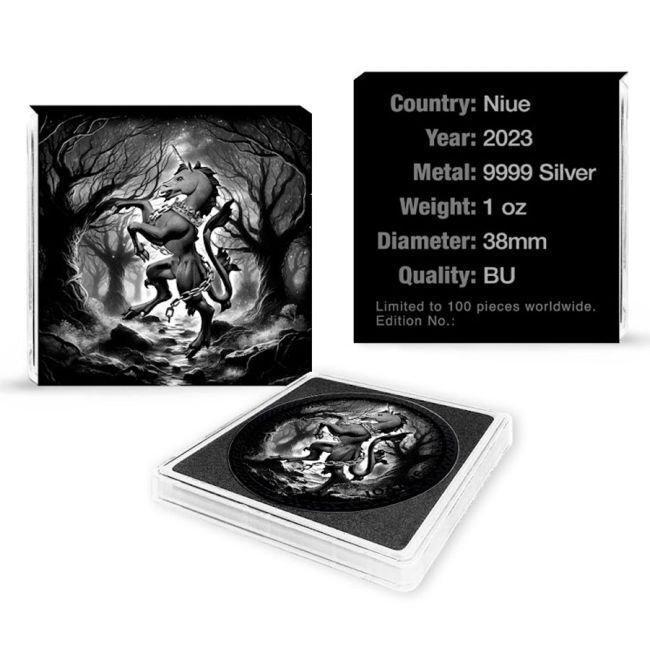 Niue. 2 Dollars 2023 1 oz Niue Scottish Black Unicorn Black, Timbres & Monnaies, Métaux nobles & Lingots